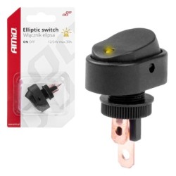 PREKIDAČ elipsasti sa žutim svjetlom 12/24V max 30A on/off