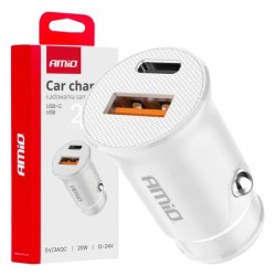Auto punjač USB-A + USB-C 20W 12/24V (PD+QC)