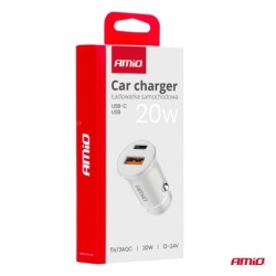 Auto punjač USB-A + USB-C 20W 12/24V (PD+QC)