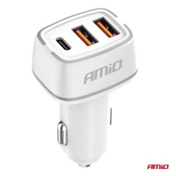 Auto punjač 2x USB-A + USB-C 32W 12/24V (PD+QC)